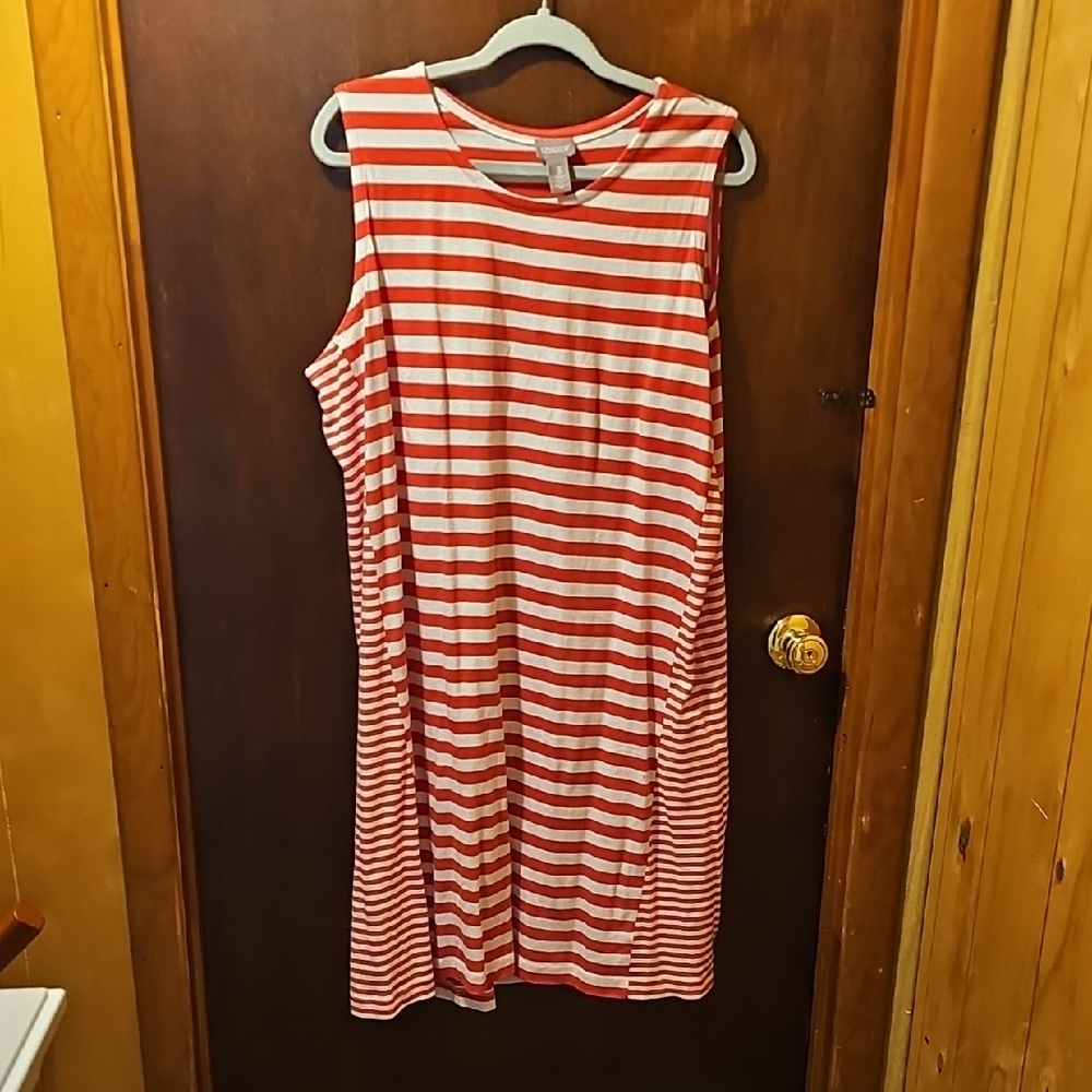 Chico's Red and White Striped Midi Dress